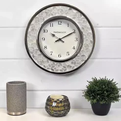 Kirklands Home Clocks|White Arabesque Mosaic Frame Wall Clock