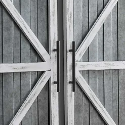 Kirklands Home Wall Plaques|White Barn Door Galvanized Wall Plaques, Set of 2 Gray