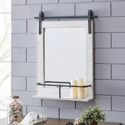 Kirklands Home Decorative Mirrors|Barn Door Mirror with Shelf White