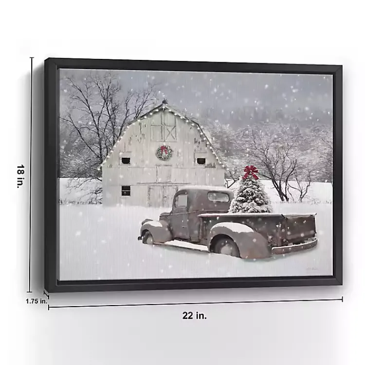 White Barn Truck Christmas Tree Canvas Art Print Christmas Art & Wall Decor