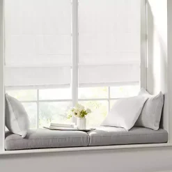 Kirklands Home Curtains & Drapes|Basketweave Cordless Roman Shade, 27 in. White