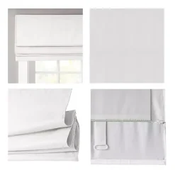Kirklands Home Curtains & Drapes|Basketweave Cordless Roman Shade, 35 in. White