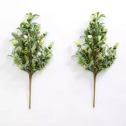 New White Berry Boxwood Bushes, Set of 2 Christmas Arrangements & Garland