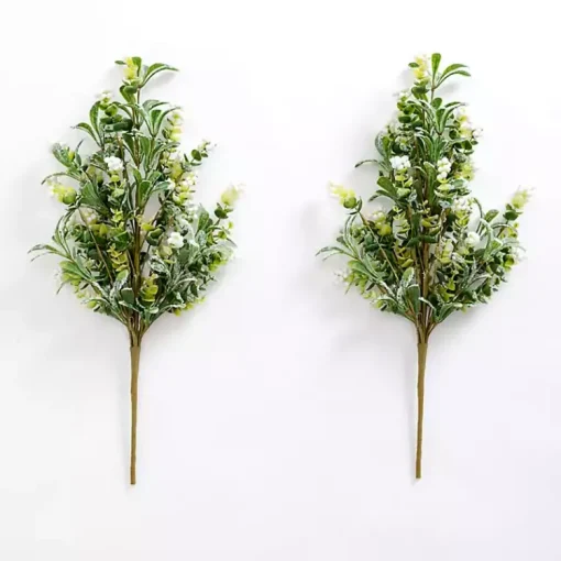 New White Berry Boxwood Bushes, Set of 2 Christmas Arrangements & Garland