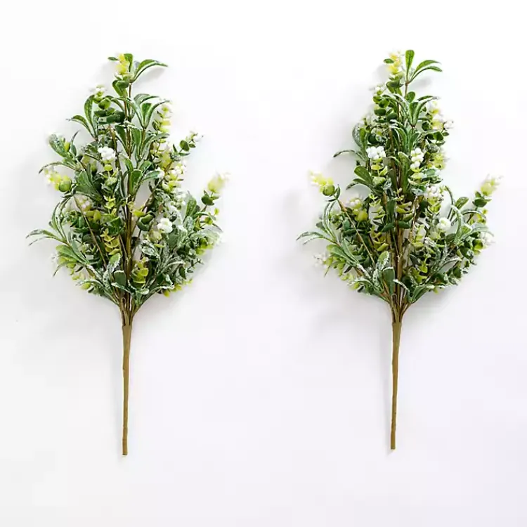 New White Berry Boxwood Bushes, Set of 2 Christmas Arrangements & Garland