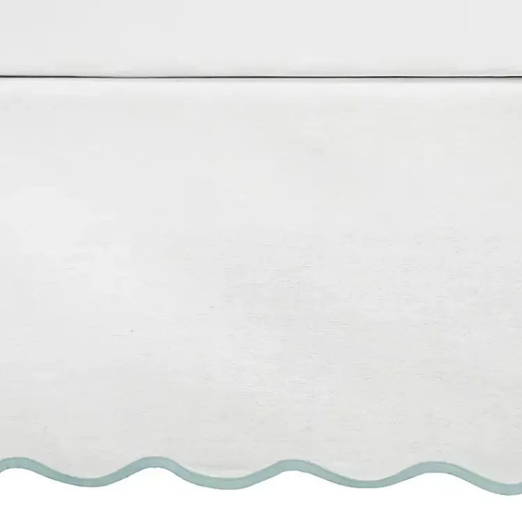 Kirklands Home Bedding Essentials|White Blue Scalloped Coastal King Bed Skirt