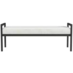 Kirklands Home Benches & Ottomans|Boucle Black Metal Bench White