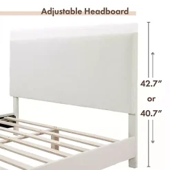 Kirklands Home Beds & Headboards|Boucle Karson Queen Platform Bed White
