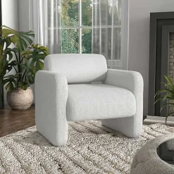 Kirklands Home Accent Chairs|Boucle Modern Accent Chair White