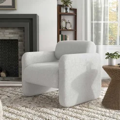 Kirklands Home Accent Chairs|Boucle Modern Accent Chair White