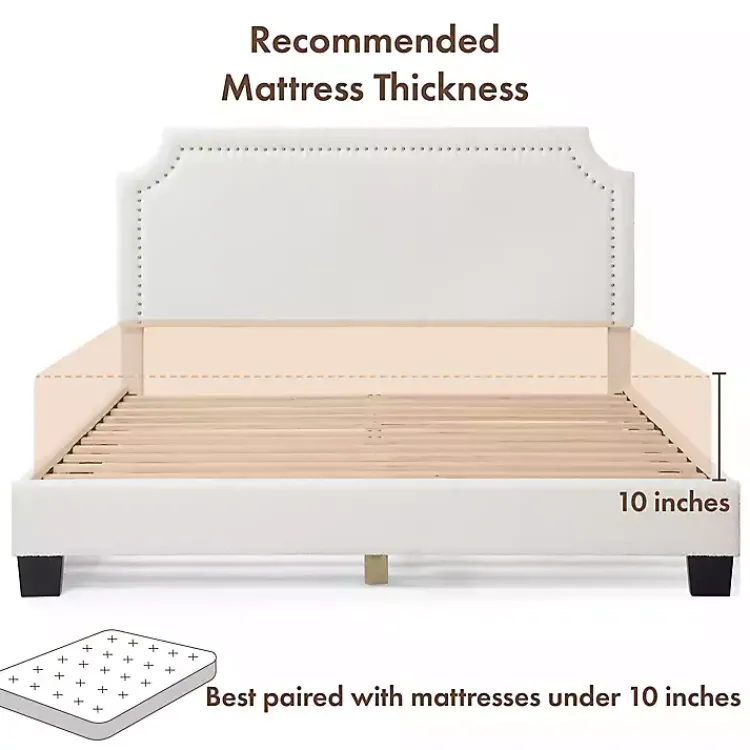 Kirklands Home Beds & Headboards|Boucle Scalloped Corey Queen Platform Bed White