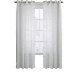 Kirklands Home Curtains & Drapes|Boucle Sheer Single Curtain Panel, 84 in. White
