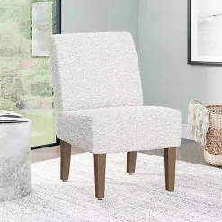 Kirklands Home Accent Chairs|Boucle Slipper Accent Chair White