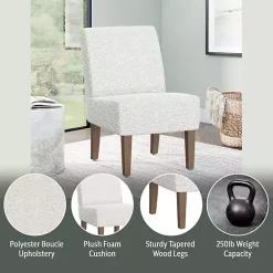 Kirklands Home Accent Chairs|Boucle Slipper Accent Chair White