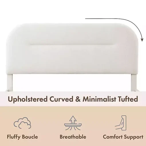 Kirklands Home Beds & Headboards|Boucle Upholstered Sara Queen Bed White