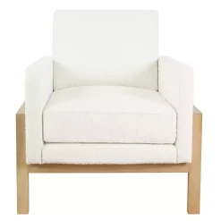 Kirklands Home Accent Chairs|Boucle Wood Frame Accent Chair White