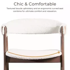 Kirklands Home Bar Stools & Counter Height Stools|Boucle Wood Penny Counter Stools, Set of 2 White