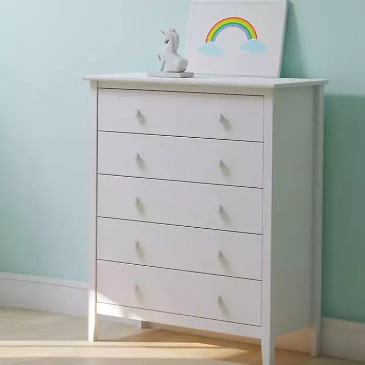 Kirklands Home Dressers & Chests|Brazilian Pine Wood 5-Drawer Chest White