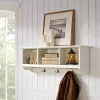 Kirklands Home Wall Storage|White Brenna Storage Shelf with Hooks