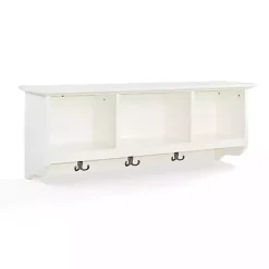 Kirklands Home Wall Storage|White Brenna Storage Shelf with Hooks