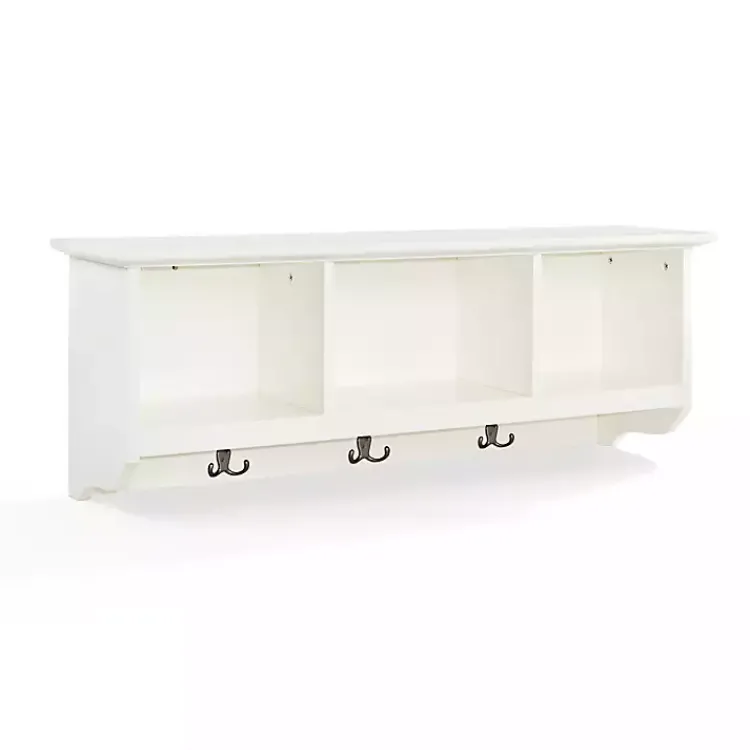 Kirklands Home Wall Storage|White Brenna Storage Shelf with Hooks