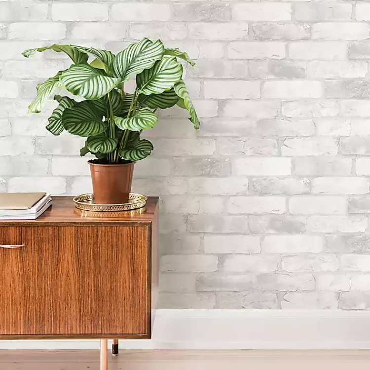 Kirklands Home Wall Murals & Wallpaper|White Brick Peel & Stick Wallpaper