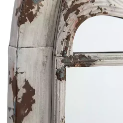 Kirklands Home Decorative Mirrors|White Brown Rustic Window Iron Frame Wall Mirror