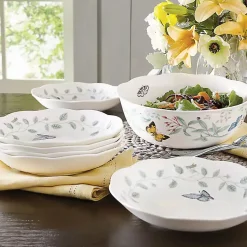 Kirklands Home Dinnerware|White Butterfly Meadow 7-pc. Bowl Set