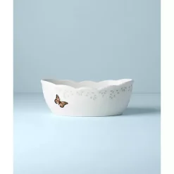 Kirklands Home Serving & Entertaining|White Butterfly Meadow Porcelain Bread Basket
