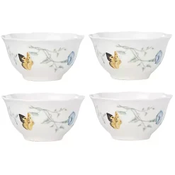Kirklands Home Dinnerware|White Butterfly Meadow Rice Bowls, Set of 4