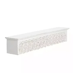 Kirklands Home Shelves|White Carved Floral Decorative Wall Shelf