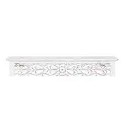 Kirklands Home Shelves|White Carved Floral Wall Shelf