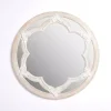 Kirklands Home Decorative Mirrors|White Carved Petal Wall Mirror