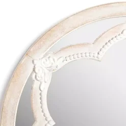Kirklands Home Decorative Mirrors|White Carved Petal Wall Mirror