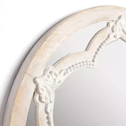 Kirklands Home Decorative Mirrors|White Carved Petal Wall Mirror