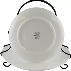 Kirklands Home Serving & Entertaining|Ceramic 2 Tiered Serving Set with Metal Rack White