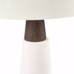 Kirklands Home Table Lamps|Ceramic and Wood Cone Table Lamp White