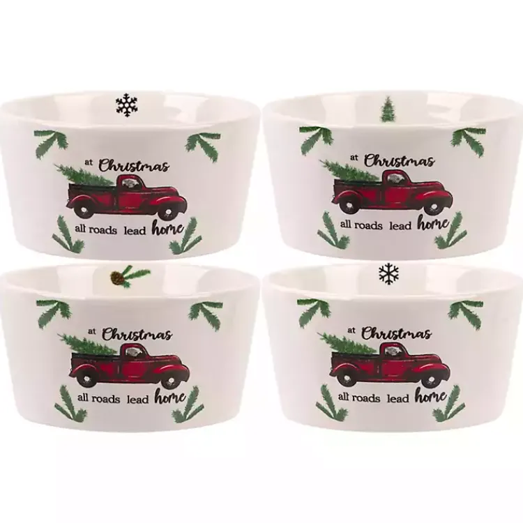 Kirklands Home Dinnerware|White Ceramic Christmas Ramekins, Set of 4