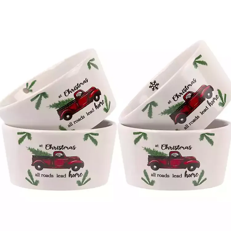 Kirklands Home Dinnerware|White Ceramic Christmas Ramekins, Set of 4