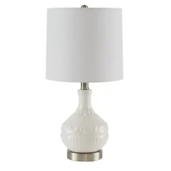 Kirklands Home Table Lamps|Ceramic Embossed Table Lamp White