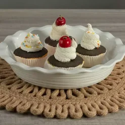 Kirklands Home Bakeware & Cookware|Ceramic Scalloped Pie Dish White