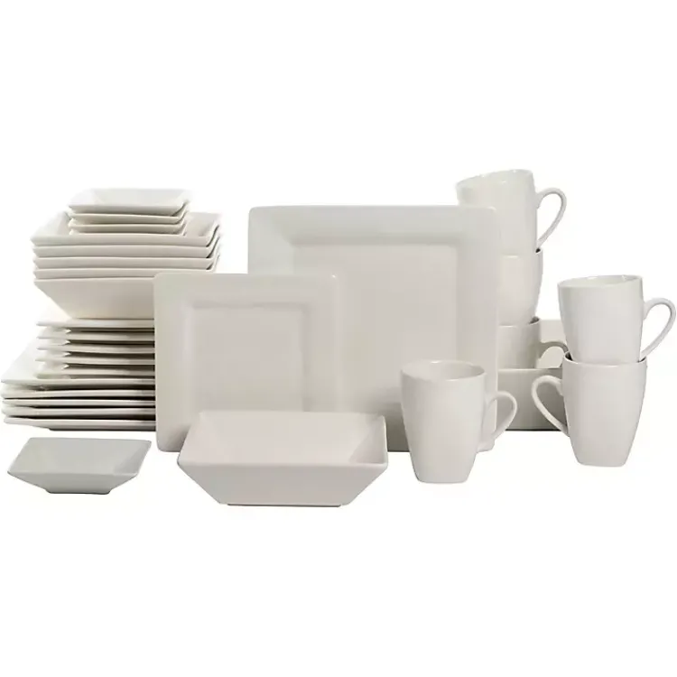 Kirklands Home Dinnerware|Ceramic Square 40-pc. Dinnerware Set White