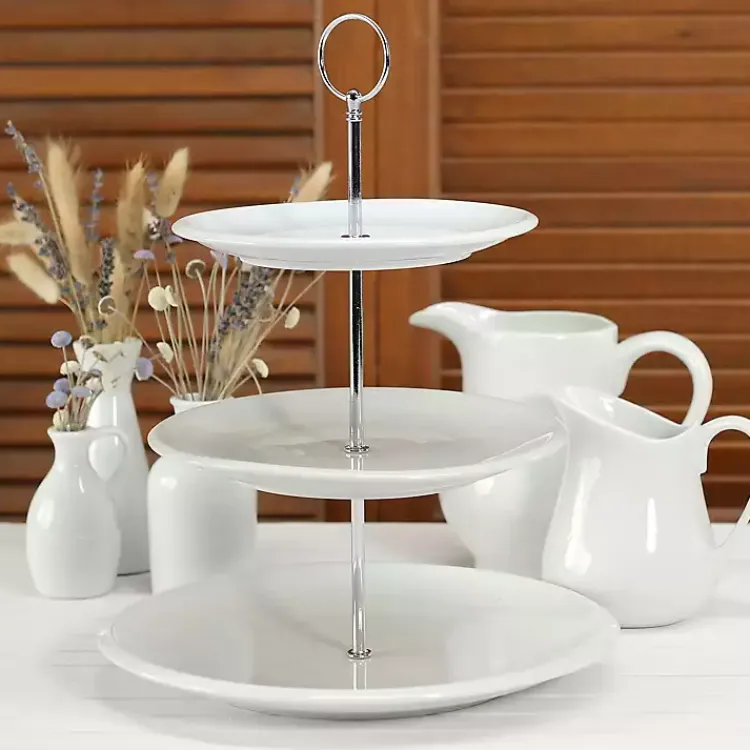 Kirklands Home Serving & Entertaining|Ceramic 3-Tier Serving Stand White