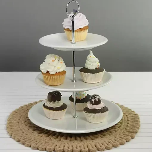 Kirklands Home Serving & Entertaining|Ceramic 3-Tier Serving Stand White