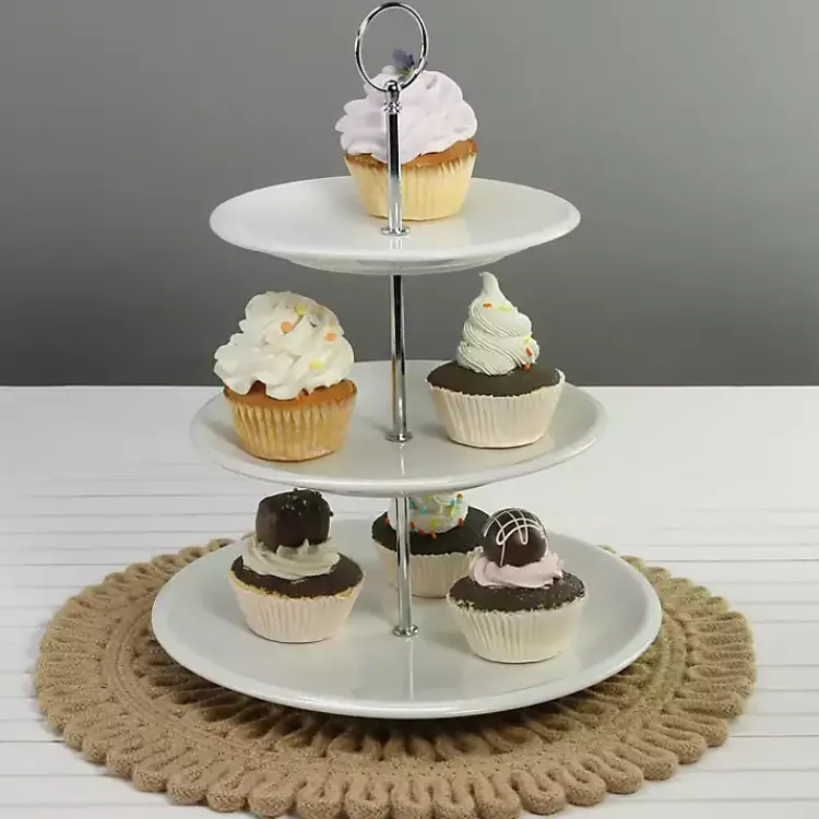 Kirklands Home Serving & Entertaining|Ceramic 3-Tier Serving Stand White