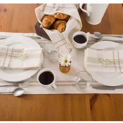 Kirklands Home Table Linens|Chambray French Stripe Table Runner, 72 in. White