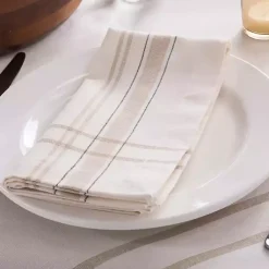 Kirklands Home Table Linens|Chambray French Stripe Napkins, Set of 6 White