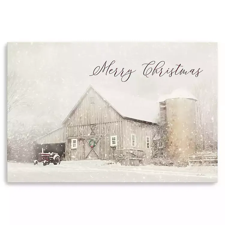 Hot White Christmas Barn Canvas Wall Art Christmas Art & Wall Decor