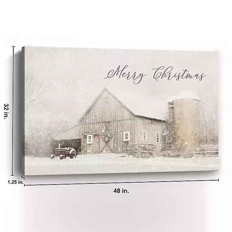 Hot White Christmas Barn Canvas Wall Art Christmas Art & Wall Decor