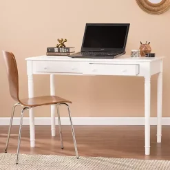 Kirklands Home Office Furniture|Classic 2-Drawer Wood Desk White